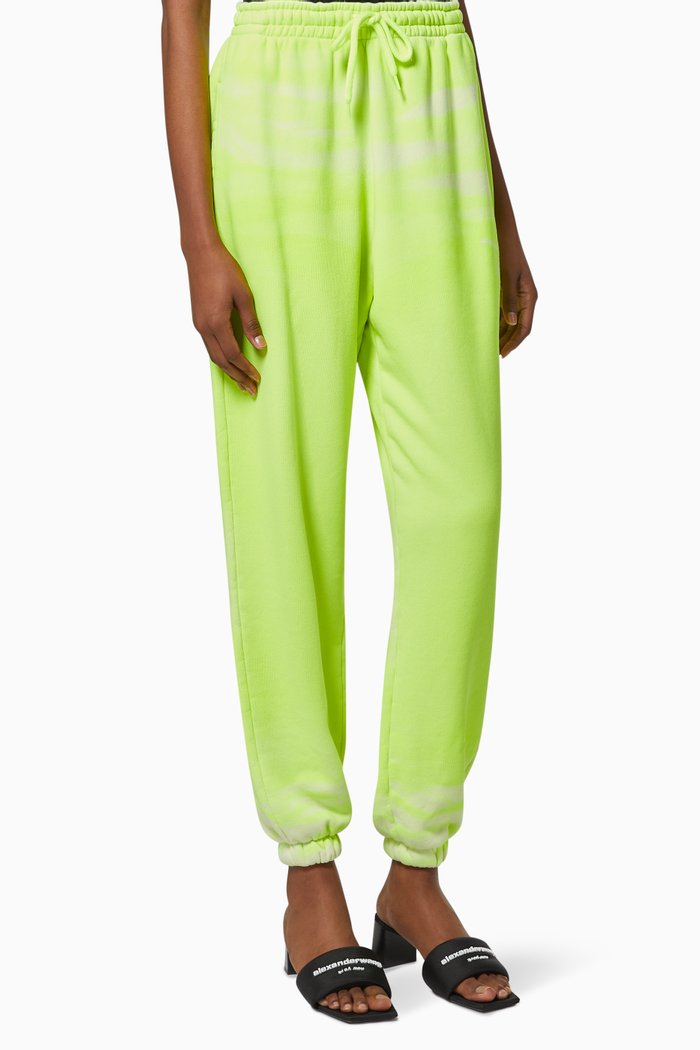 Overspray Stencil Logo Sweatpants in Garment Dyed Cotton, Yellow