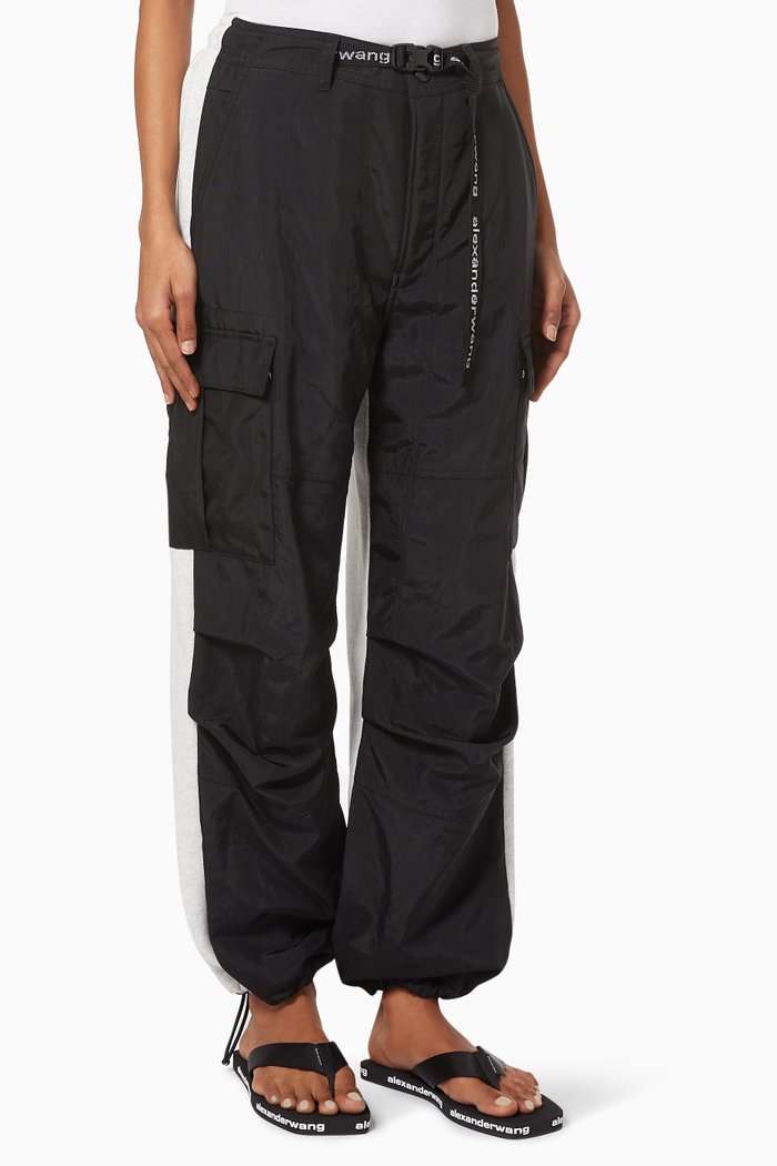 

Hybrid Cargo Pants in Nylon & Terry, Black