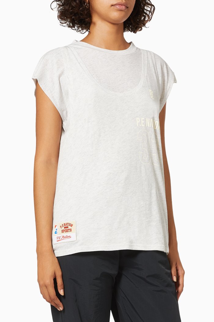 

Fadeaway T-shirt with Layered Tank in Organic Cotton, Grey