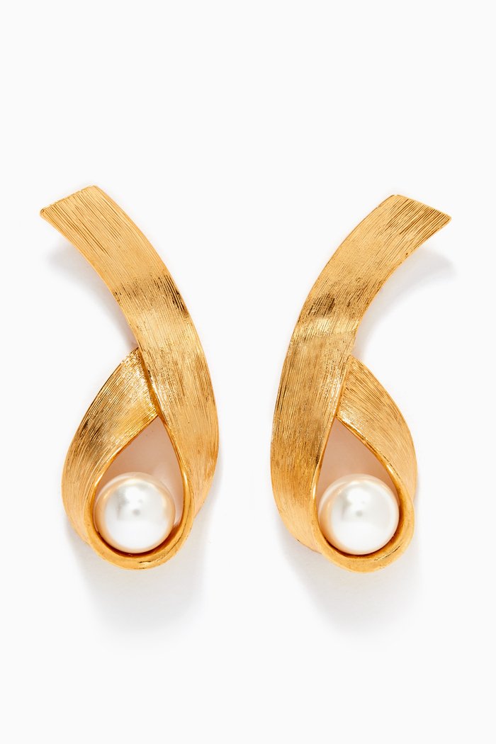 

Gold Tone Pearl Knot Earrings