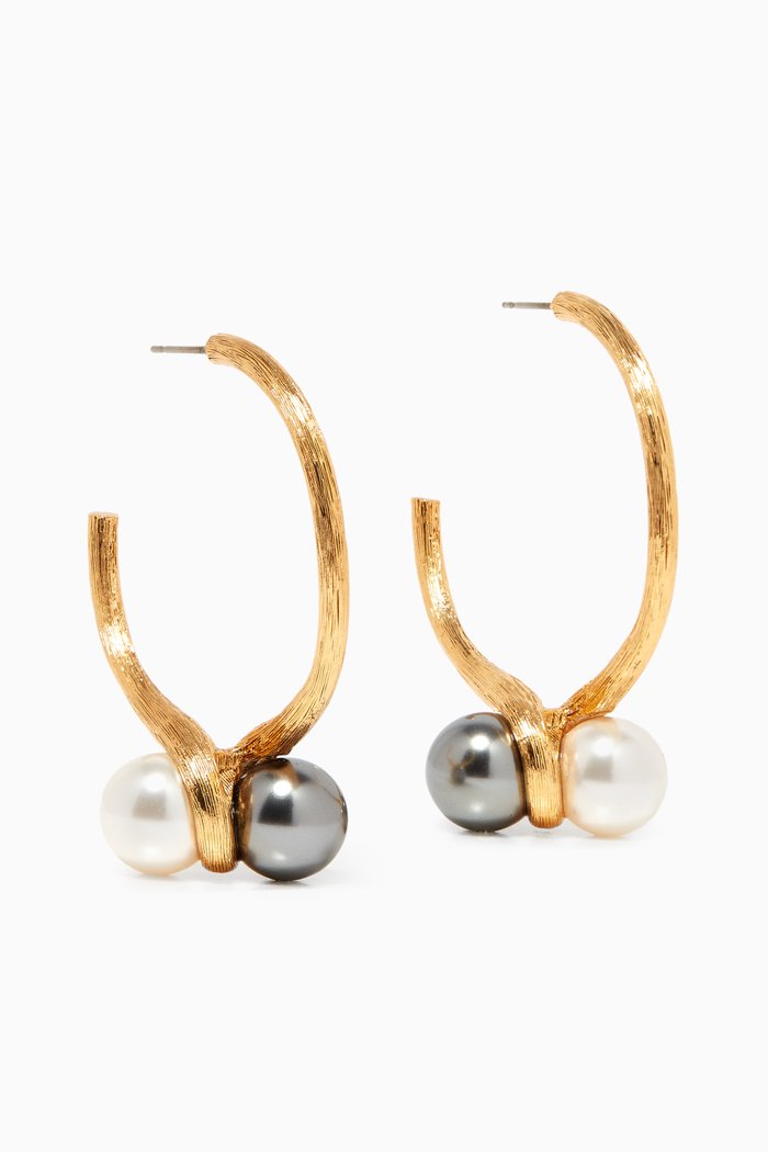 

Double Pearl Earrings, Gold