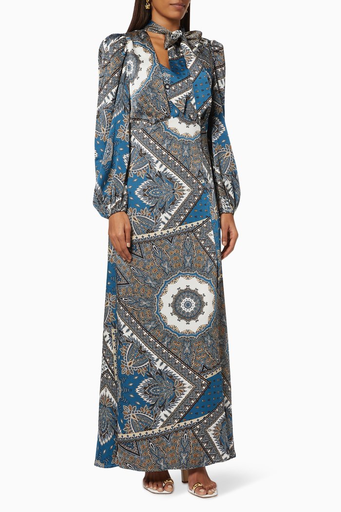 

Libertarian Maxi Dress in Satin, Multicolour