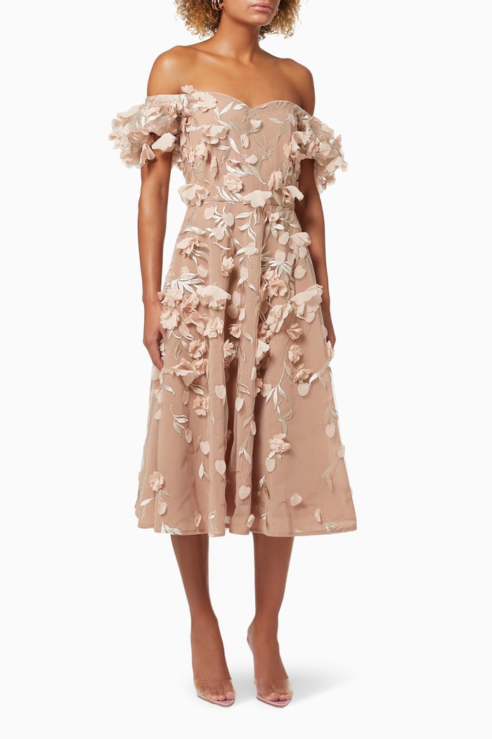 

Joelle Midi Dress in Tulle, Neutral