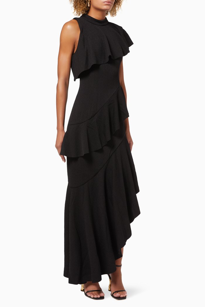 

Arya Maxi Dress in Crepe, Black