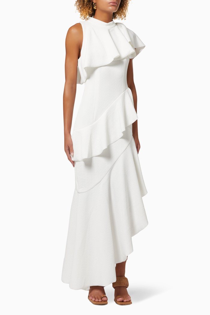 Arya Maxi Dress in Crepe, White