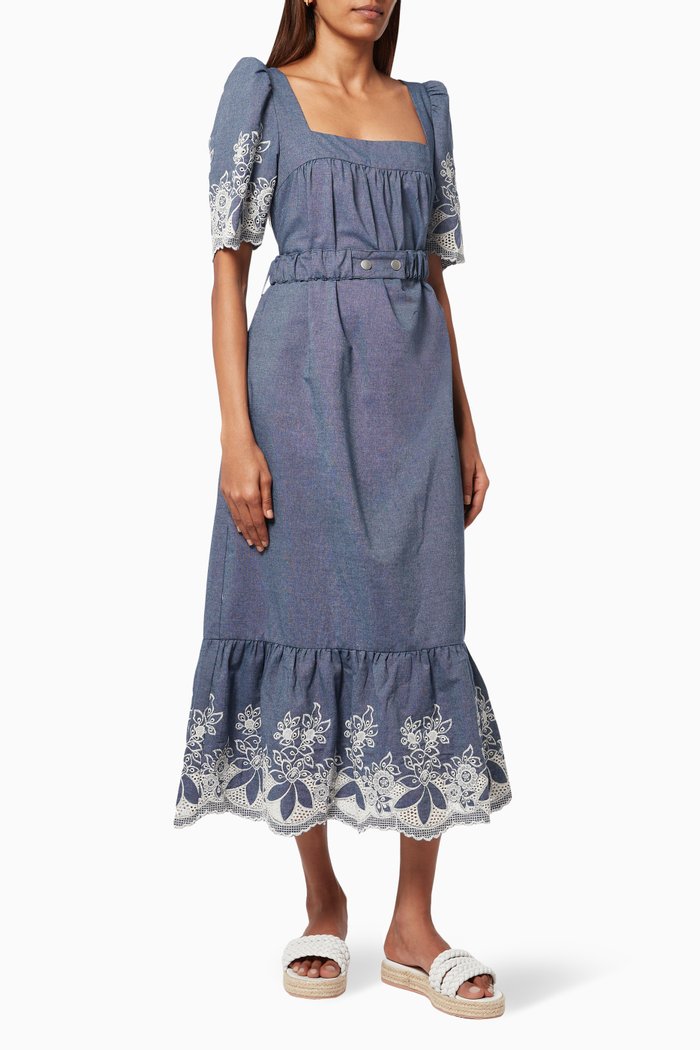 

Ethos Dress in Cotton, Blue