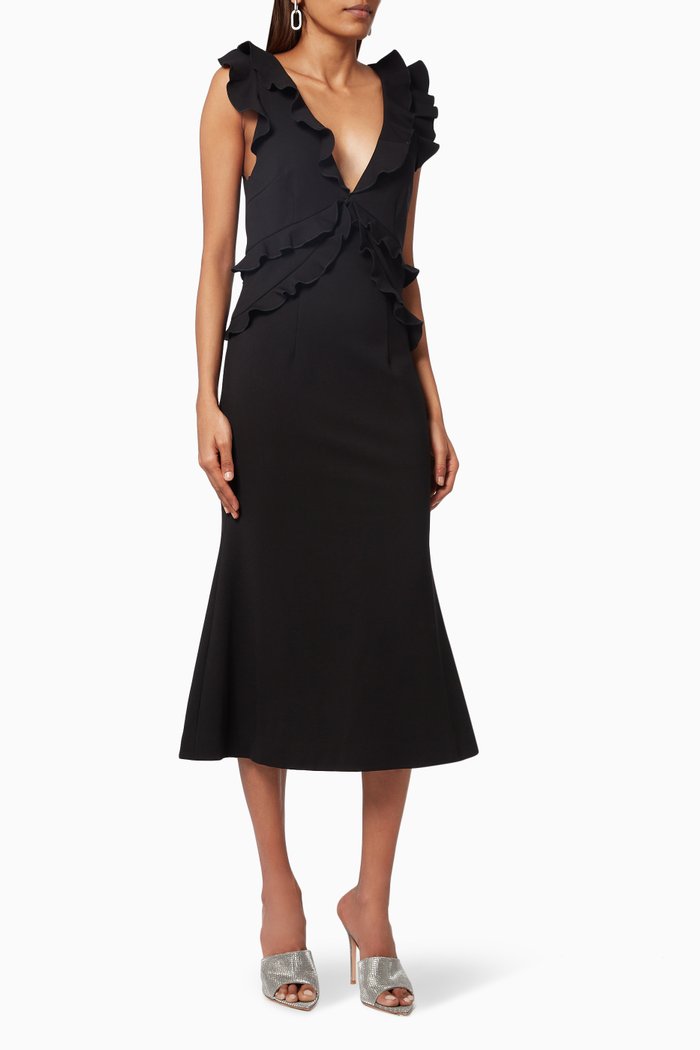 

Psychedelia Dress in Stretch Crepe, Black