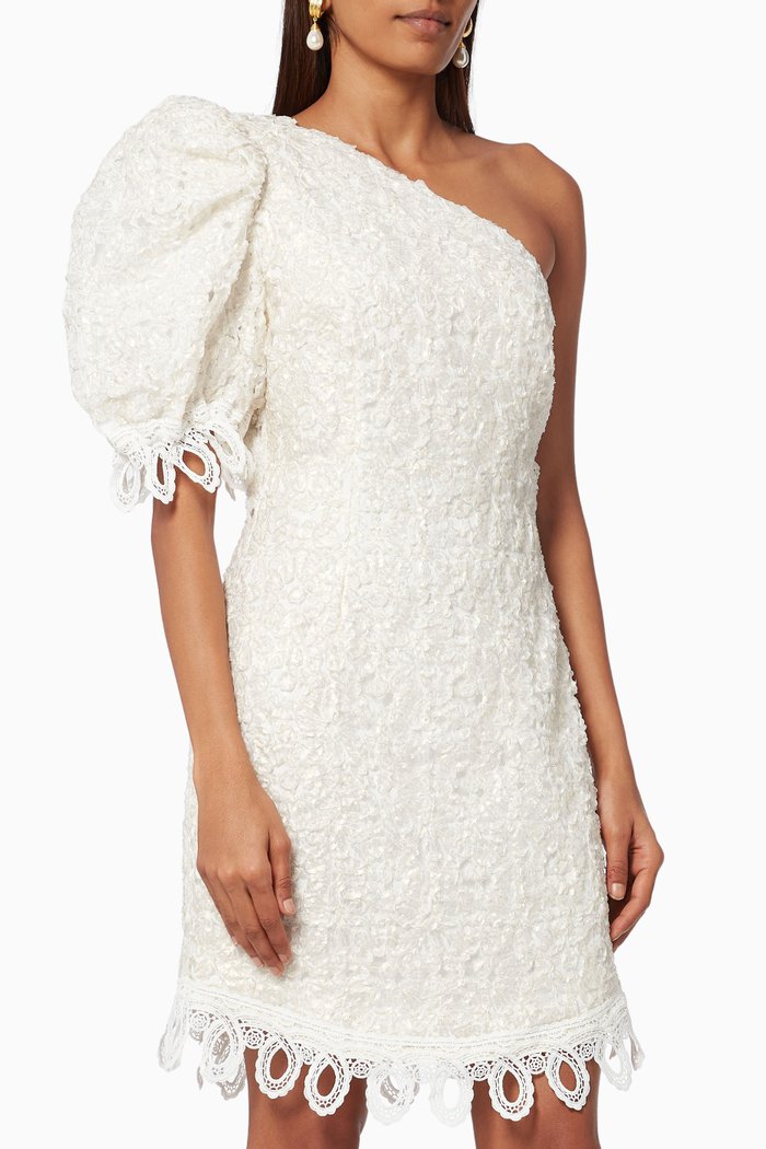 

Arabella Dress in Lace & Mesh, White