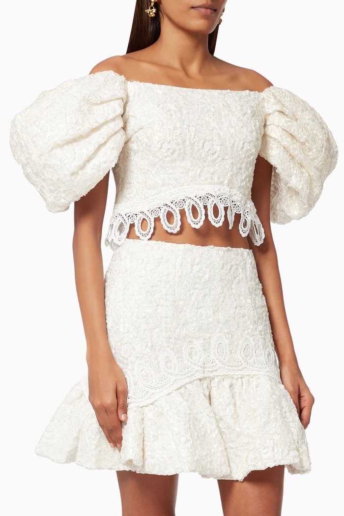 

Gracie Set in Lace & Mesh, White