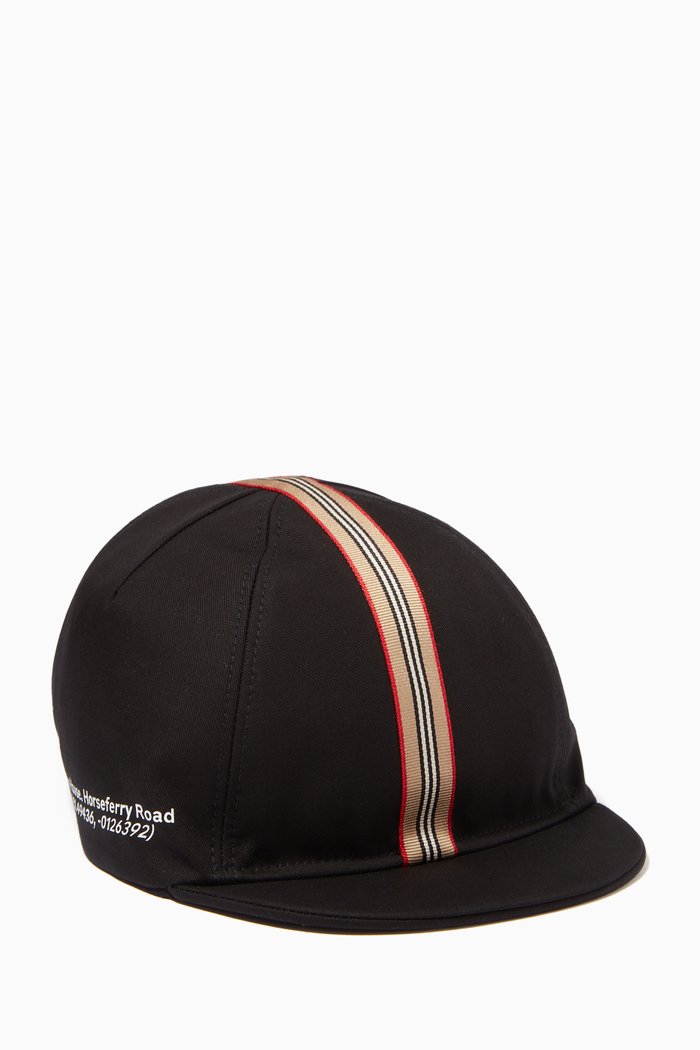 

Cap with Icon Stripe & Coordinates Print in Cotton, Black