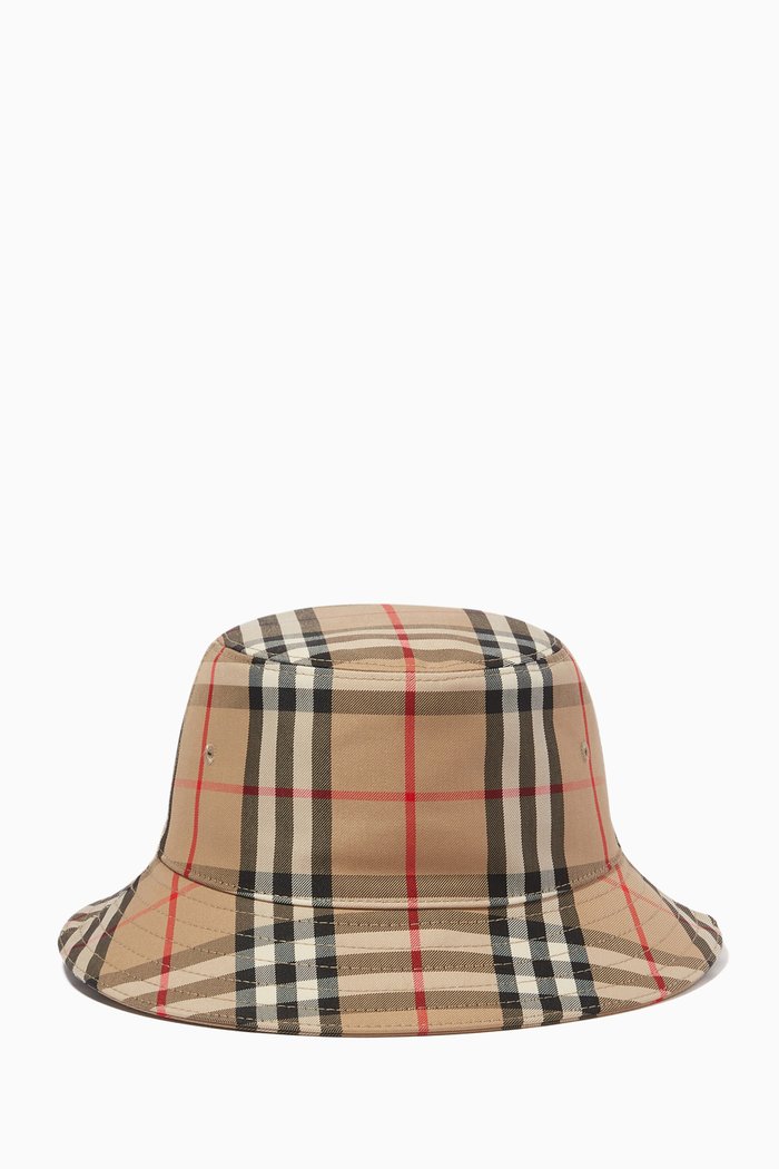 

Vintage Check Bucket Hat in Technical Cotton, Neutral