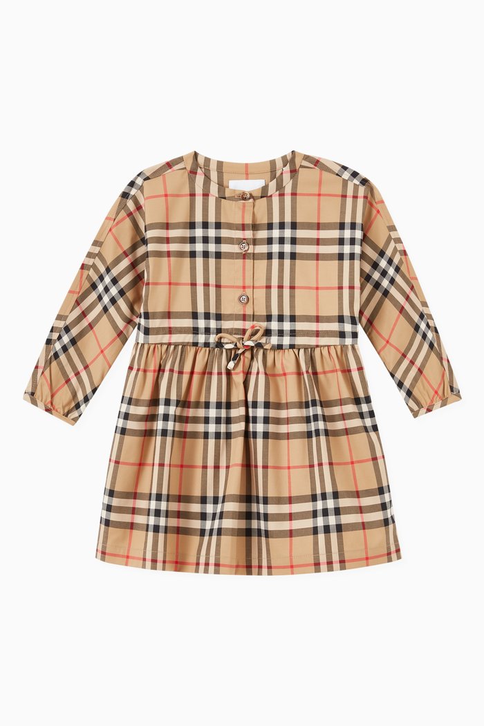 

Dress with Bloomers in Vintage Check Stretch Cotton, Neutral