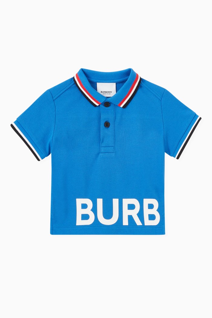 Polo Shirt with Logo in Cotton Piqué, Blue