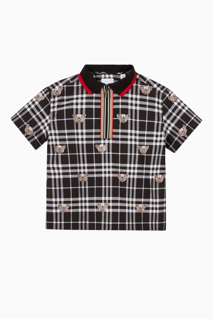 

Thomas Bear Oversized Shirt in Check Cotton, Black