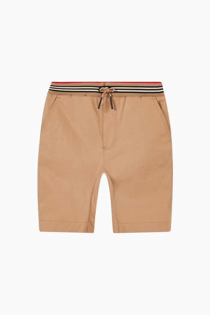 Icon Stripe Shorts in Cotton Twill, Neutral