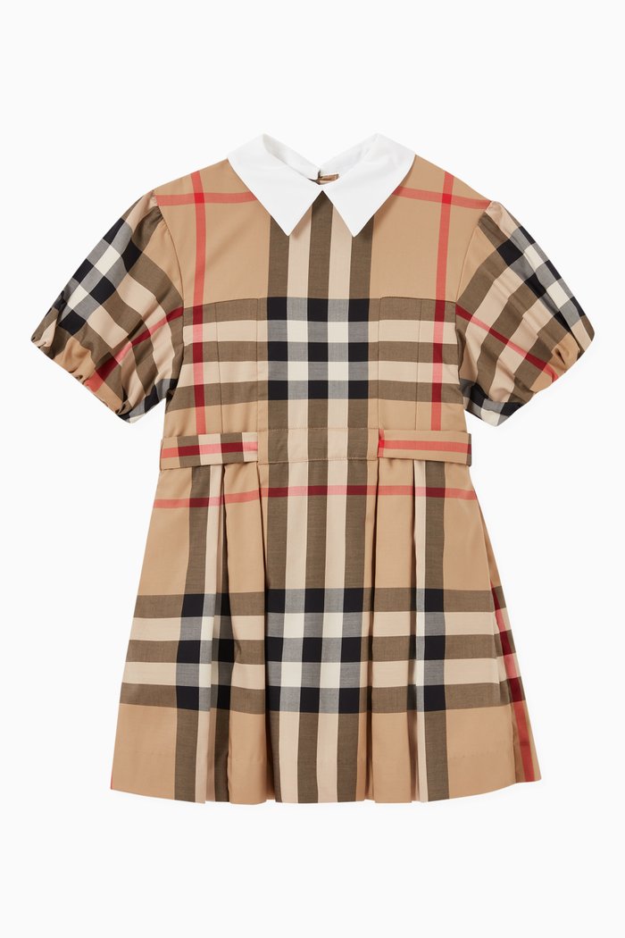 

Check Dress in Stretch Cotton, Neutral