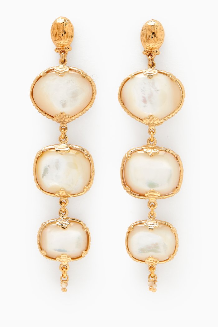 

Silene Mother of Pearl Earrings in 24kt Gold-plated Metal, White