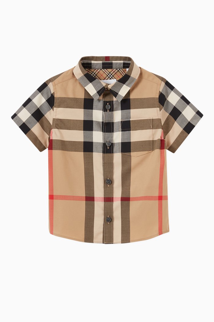 

Check Shirt in Stretch Cotton, Neutral