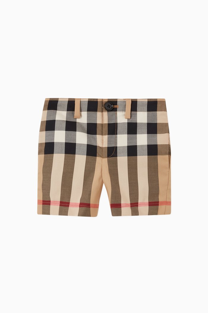 

Check Tailored Shorts in Stretch Cotton, Neutral