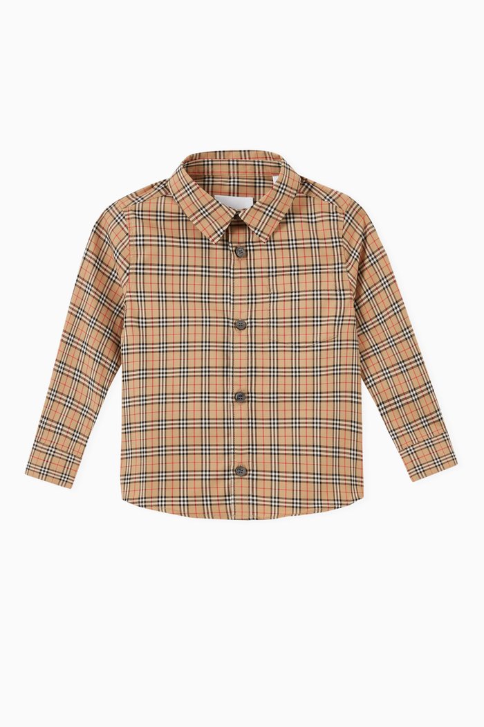 

Microcheck Shirt in Stretch Cotton, Neutral