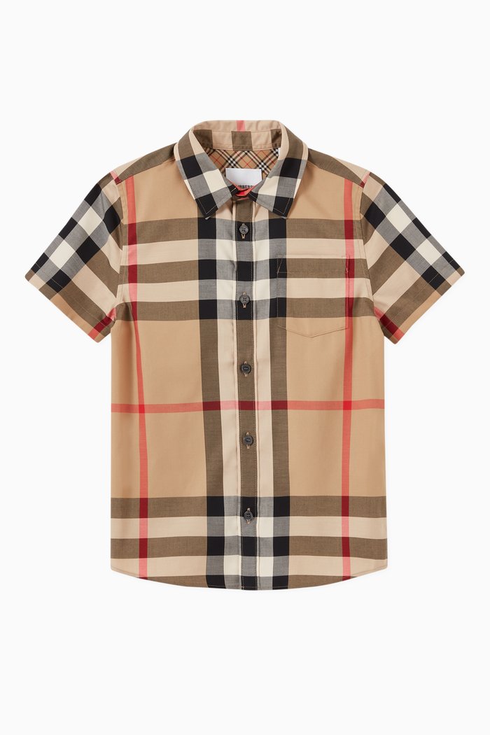 

Check Shirt in Stretch Cotton, Neutral
