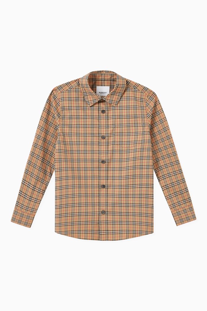 

Microcheck Shirt in Stretch Cotton, Neutral