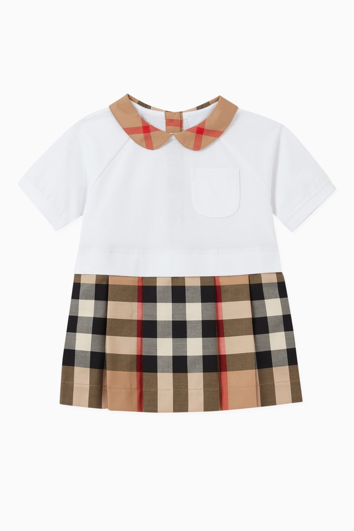 

Check Detail Dress in Cotton, Neutral
