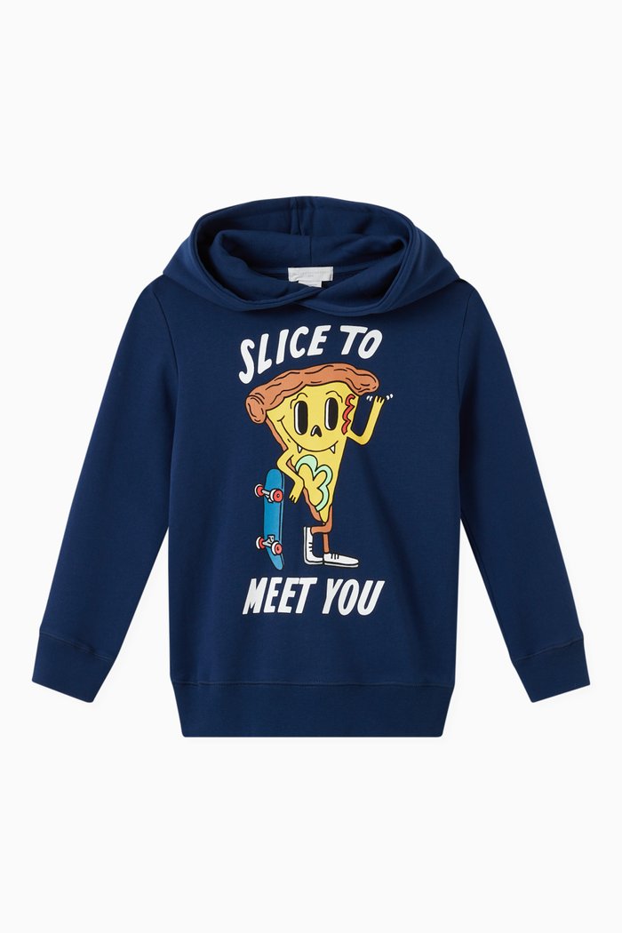 

Pizza Skater Oversized Hoodie in Organic Cotton Fleece, Blue