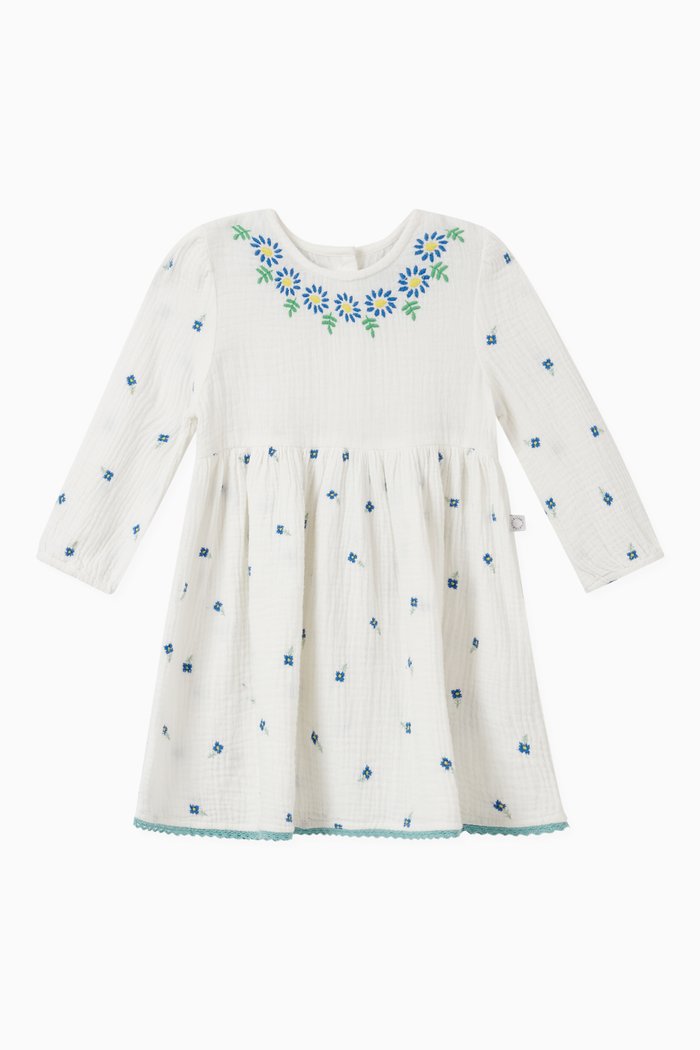 

Flowers Dress with Bloomers in Organic Cotton Gauze, Neutral
