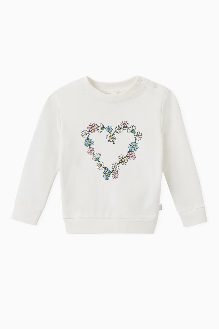 

Daisy Heart Sweatshirt in Organic Cotton Fleece, Neutral
