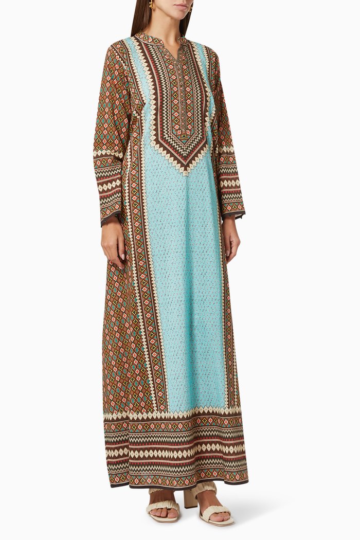 

Suzani Ghazala Jalabiya in Cotton, Blue