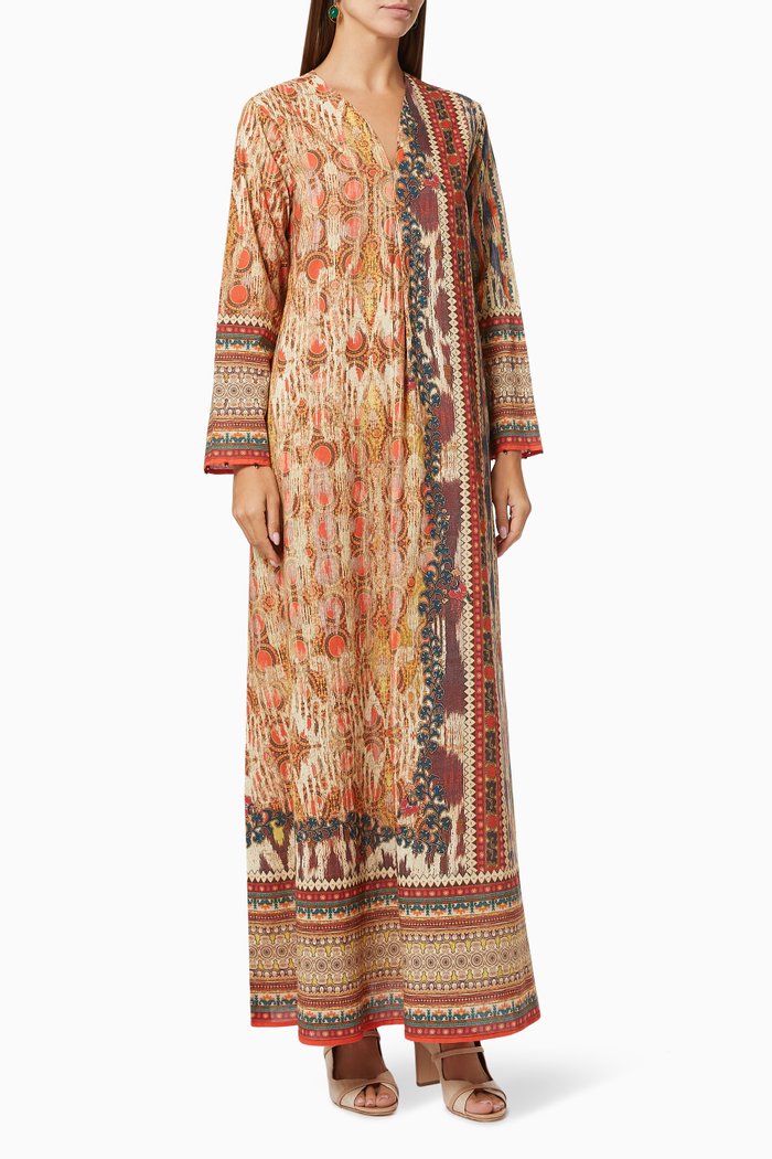 

Uzbek Banera Jalabiya in Cotton, Multicolour