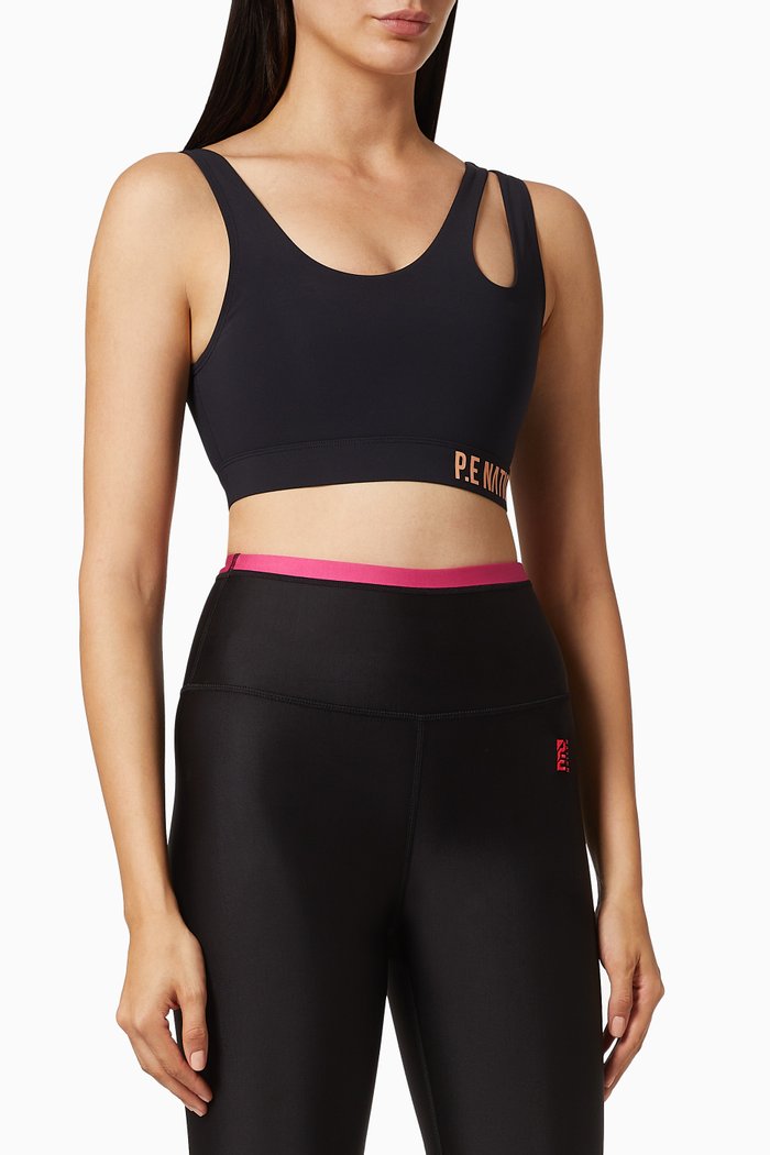 

Basket Cut Sports Bra in Recycled Nylon, Black