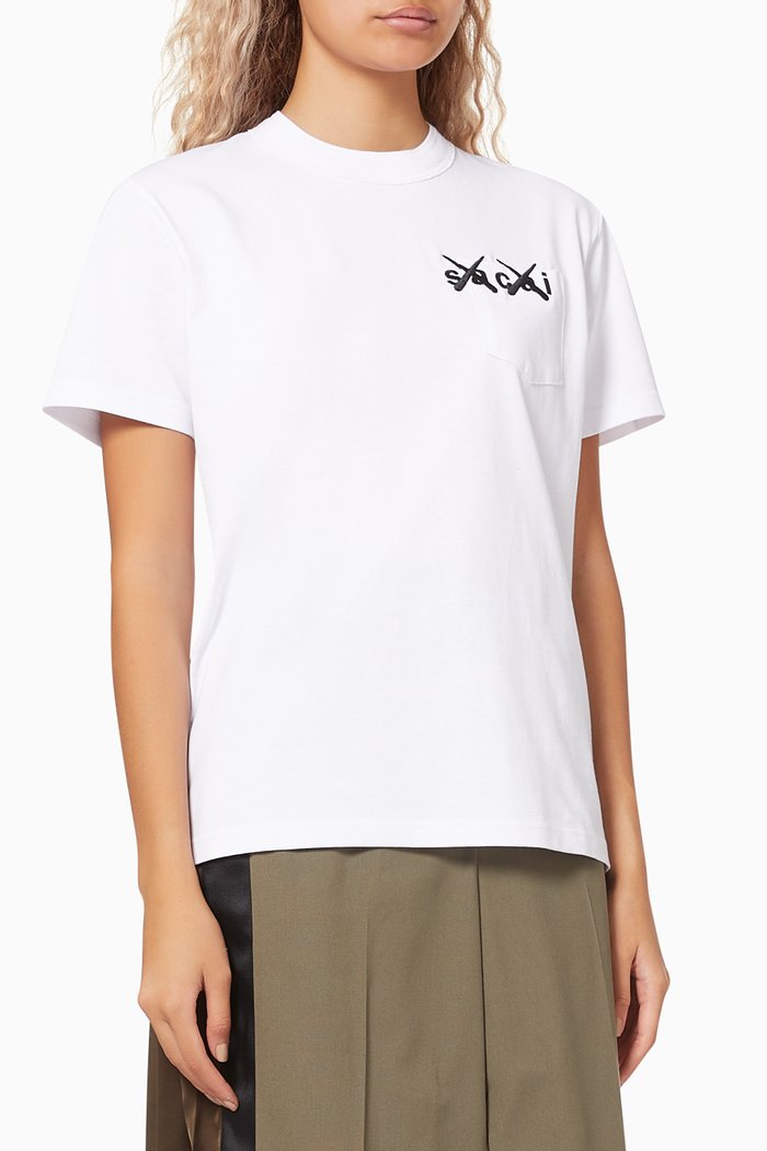 

x KAWS Embroidery T-shirt in Cotton, White