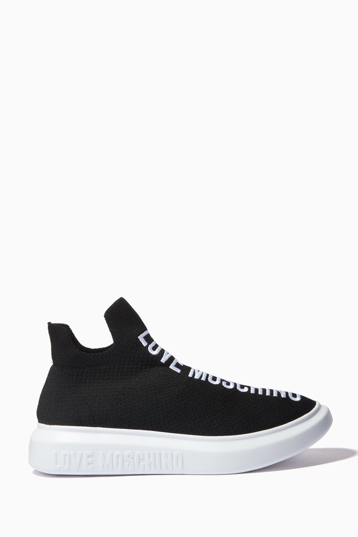 

Logo Sneakers in Logo Knit, Black