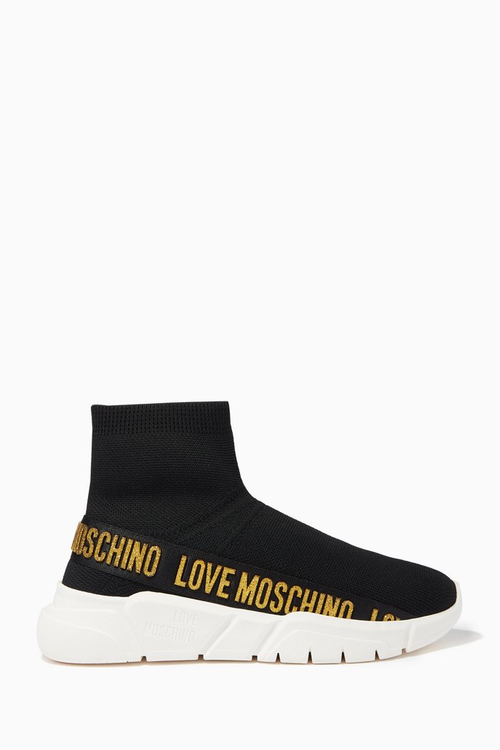 

Sock Sneakers in Logo Knit, Black