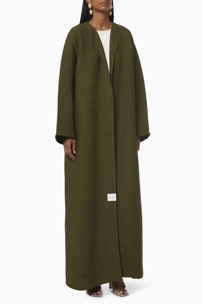 

Textured Collared Abaya, Green