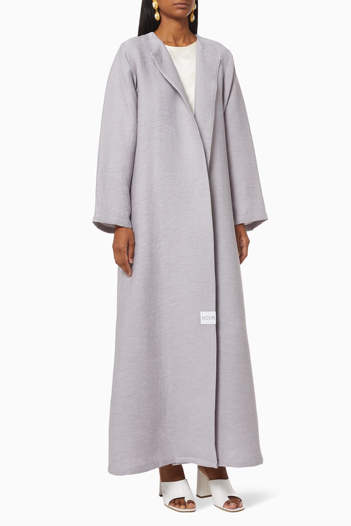 

Textured Collared Abaya, Grey