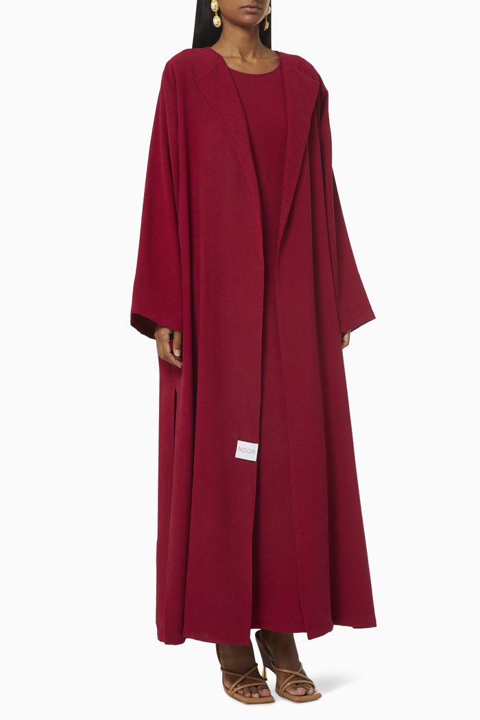 

Abaya Set in Crushed Cotton, Red