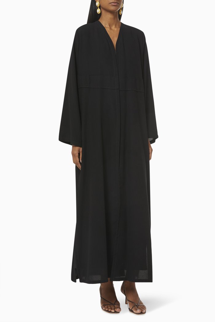 

Button Abaya in Crepe, Black