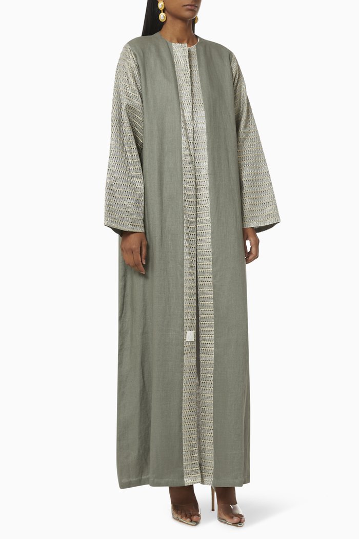 

Lace Trim Abaya, Green