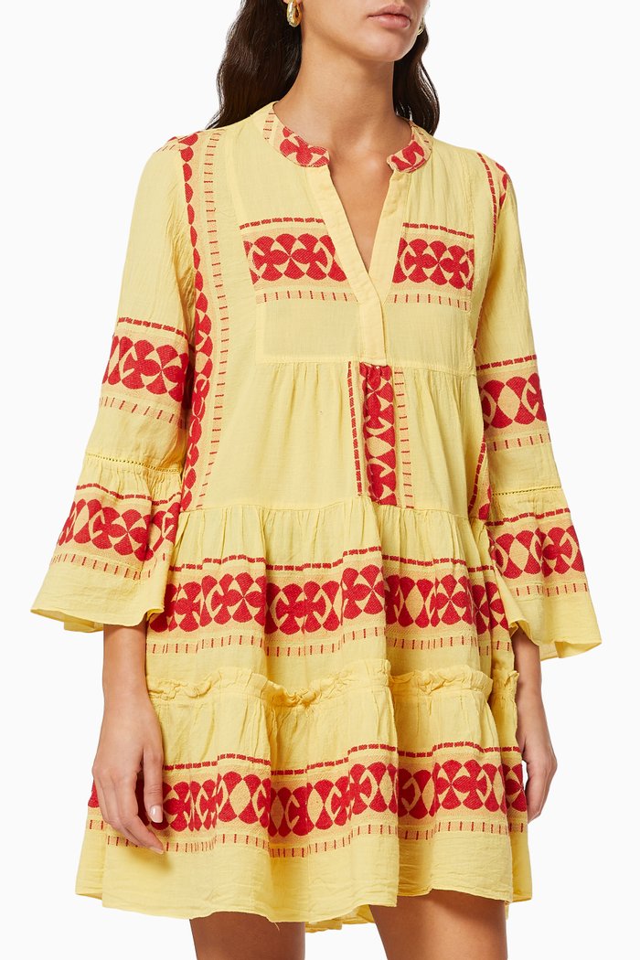 

Zakar Tiered Dress in Cotton, Yellow