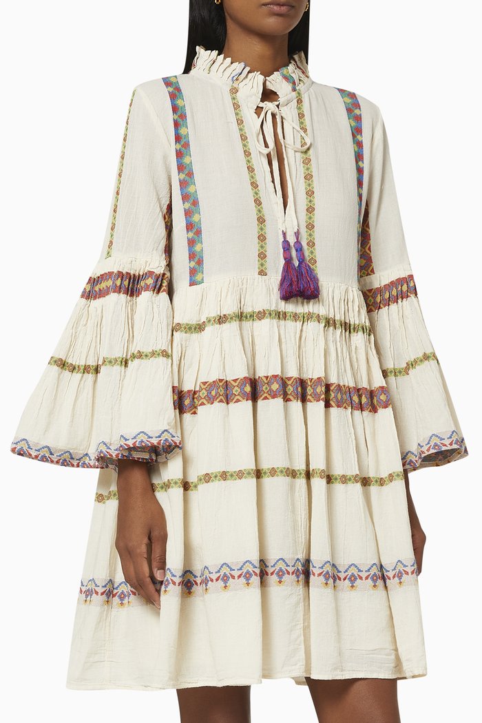 

Zakar Tiered Dress in Cotton, Neutral