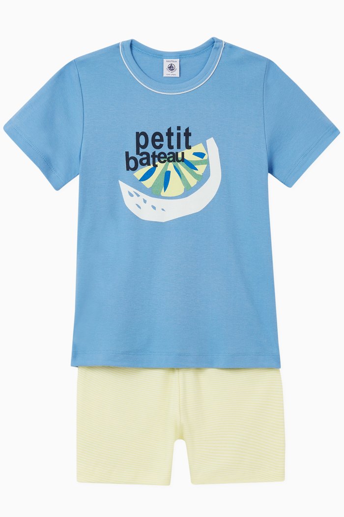 

Lemon Print Short Pyjamas Set in Cotton, Multicolour