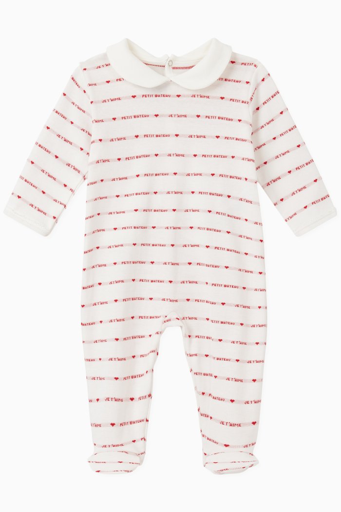 

Sleepsuit with Woven 'Je T'aime' in Cotton, Multicolour