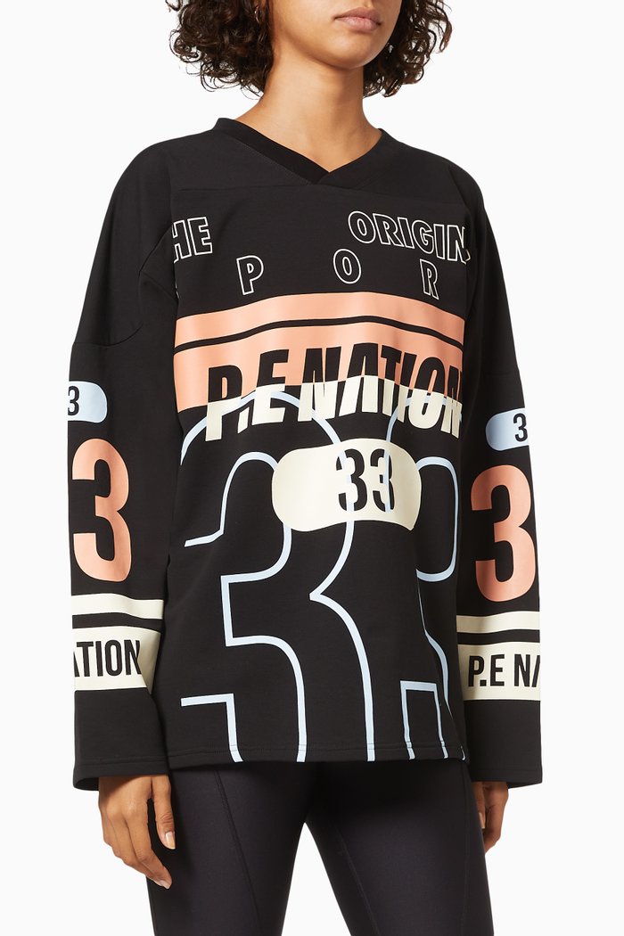 

Rebound Long Sleeves Top in Organic Cotton, Black