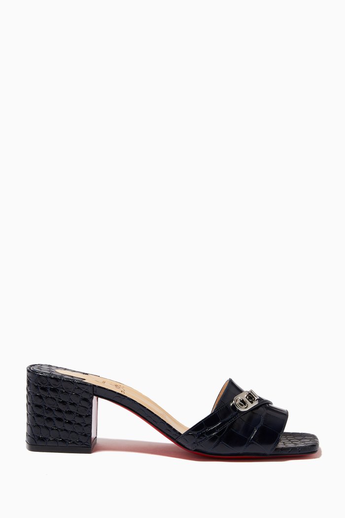

Lock Art 55 Mules in Alligator Embossed Leather, Black