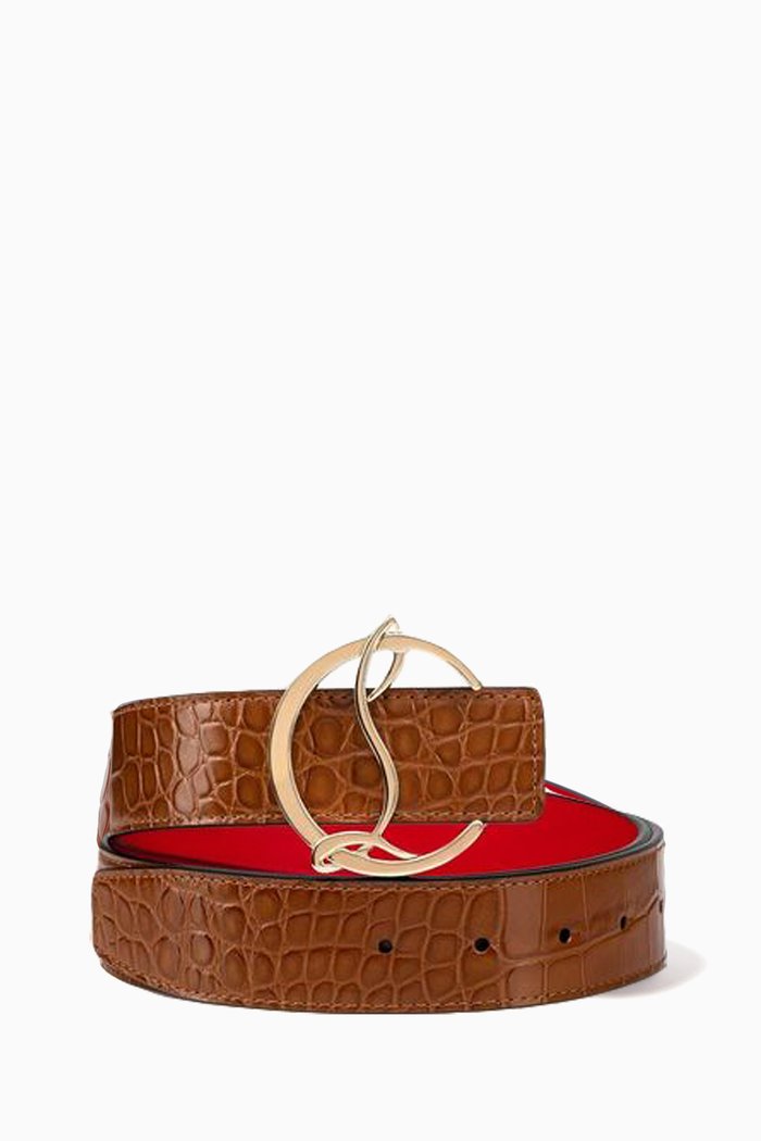 

W CL Logo Belt 35 in Alligator Embossed Leather, Neutral