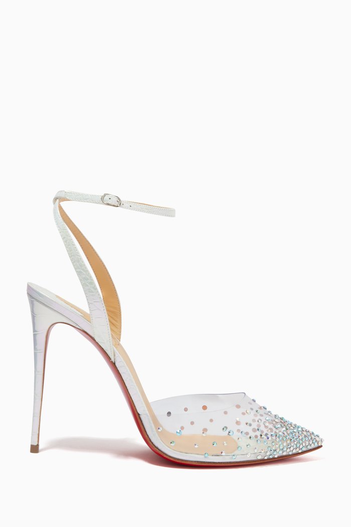 

Spikaqueen 100 Pumps in Aligator Embossed Iridescent Leather & PVC, White