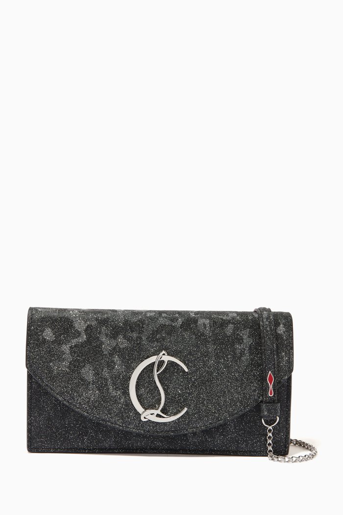 

Loubi54 Clutch Bag in Glitter Leather, Black